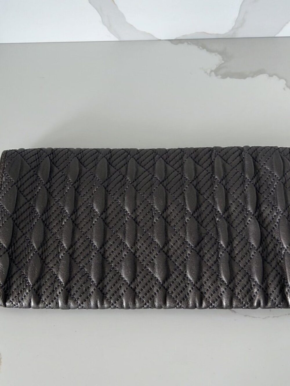 Cole Haan Platinum Metallic Envelope Clutch Gold Chain
